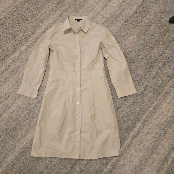 THEORY Beige long sleeve shirt button  cotton  Dress  size 2 - Picture 1 of 6